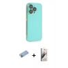 MARSİLYAN™- iPhone 13 Pro Max Kılıf Siluet Minimal Özel Seri - Siyah Bilvis 3D Mat Cam Ekran Koruyucu + Shine Kamera Lens Koruma Cam - MI