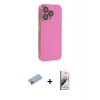 MARSİLYAN™- iPhone 13 Pro Max Kılıf Siluet Minimal Özel Seri - Siyah Bilvis 3D Mat Cam Ekran Koruyucu + Shine Kamera Lens Koruma Cam - MI