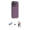 MARSİLYAN™- iPhone 13 Pro Max Kılıf Siluet Minimal Özel Seri - Siyah Bilvis 3D Mat Cam Ekran Koruyucu + Shine Kamera Lens Koruma Cam - MI