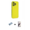 MARSİLYAN™- iPhone 13 Pro Max Kılıf Siluet Minimal Özel Seri - Siyah Bilvis 3D Mat Cam Ekran Koruyucu + Shine Kamera Lens Koruma Cam - MI