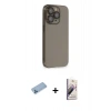 MARSİLYAN™- iPhone 13 Pro Max Kılıf Siluet Minimal Özel Seri - Siyah Bilvis 3D Mat Cam Ekran Koruyucu + Shine Kamera Lens Koruma Cam - MI