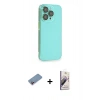 MARSİLYAN™- iPhone 13 Pro Max Kılıf Siluet Minimal Özel Seri - Siyah Bilvis 3D Mat Cam Ekran Koruyucu + Shine Kamera Lens Koruma Cam - PE