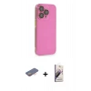 MARSİLYAN™- iPhone 13 Pro Max Kılıf Siluet Minimal Özel Seri - Siyah Bilvis 3D Mat Cam Ekran Koruyucu + Turuncu Renkli Kamera Lens Koruma Cam