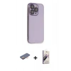 MARSİLYAN™- iPhone 13 Pro Max Kılıf Siluet Minimal Özel Seri - Siyah Bilvis 3D Mat Cam Ekran Koruyucu + Turuncu Renkli Kamera Lens Koruma Cam