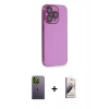 MARSİLYAN™- iPhone 13 Pro Max Kılıf Siluet Minimal Özel Seri - Siyah Bilvis 3D Mat Cam Ekran Koruyucu + Neon Fosforlu Kamera Lens - YL