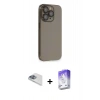 MARSİLYAN™- iPhone 13 Pro Max Kılıf Siluet Minimal Özel Seri - Siyah Bilvis 5in1 3D Magic Cam Ekran Koruyucu + Pers Alüminyum Kamera Lens - SABE