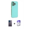 MARSİLYAN™- iPhone 13 Pro Max Kılıf Siluet Minimal Özel Seri - Siyah Bilvis 5in1 3D Magic Cam Ekran Koruyucu + Neon Fosforlu Kamera Lens - MI