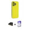 MARSİLYAN™- iPhone 13 Pro Max Kılıf Siluet Minimal Özel Seri - Siyah Bilvis 5in1 3D Magic Cam Ekran Koruyucu + Raze Metal Kamera Lens - GD