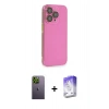 MARSİLYAN™- iPhone 13 Pro Max Kılıf Siluet Minimal Özel Seri - Siyah Bilvis 5in1 3D Magic Cam Ekran Koruyucu + Neon Fosforlu Kamera Lens - YL
