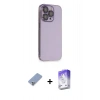 MARSİLYAN™- iPhone 13 Pro Max Kılıf Siluet Minimal Özel Seri - Siyah Bilvis 5in1 3D Magic Cam Ekran Koruyucu + Koyu Yeşil Metal Kamera Lens Koruma Cam
