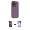 MARSİLYAN™- iPhone 13 Pro Max Kılıf Siluet Minimal Özel Seri - Siyah Bilvis 5in1 3D Magic Cam Ekran Koruyucu + Neon Fosforlu Kamera Lens - YL