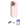 MARSİLYAN™- iPhone 13 Pro Max Kılıf Siluet Minimal Özel Seri - Siyah Bilvis 5in1 3D Magic Cam Ekran Koruyucu + Renkli Kamera Lens Koruma Cam - TU