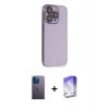 MARSİLYAN™- iPhone 13 Pro Max Kılıf Siluet Minimal Özel Seri - Siyah Bilvis 5in1 3D Magic Cam Ekran Koruyucu + Neon Fosforlu Kamera Lens - MI