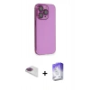 MARSİLYAN™- iPhone 13 Pro Max Kılıf Siluet Minimal Özel Seri - Siyah Bilvis 5in1 3D Magic Cam Ekran Koruyucu + Pers Alüminyum Kamera Lens - GI