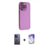 MARSİLYAN™- iPhone 13 Pro Max Kılıf Siluet Minimal Özel Seri - Siyah Bilvis 5in1 3D Magic Cam Ekran Koruyucu + Neon Fosforlu Kamera Lens - MI