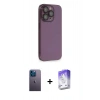 MARSİLYAN™- iPhone 13 Pro Max Kılıf Siluet Minimal Özel Seri - Siyah Bilvis 5in1 3D Magic Cam Ekran Koruyucu + Neon Fosforlu Kamera Lens - MI