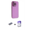 MARSİLYAN™- iPhone 13 Pro Max Kılıf Siluet Minimal Özel Seri - Siyah Bilvis 5in1 3D Magic Cam Ekran Koruyucu + Renkli Kamera Lens Koruma Cam - SI