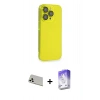 MARSİLYAN™- iPhone 13 Pro Max Kılıf Siluet Minimal Özel Seri - Siyah Bilvis 5in1 3D Magic Cam Ekran Koruyucu + Rainbow Kamera Lens Koruma Cam - BZ