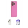 MARSİLYAN™- iPhone 13 Pro Max Kılıf Siluet Minimal Özel Seri - Siyah Bilvis 5in1 3D Magic Cam Ekran Koruyucu + Shine Kamera Lens - GD