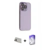 MARSİLYAN™- iPhone 13 Pro Max Kılıf Siluet Minimal Özel Seri - Siyah Bilvis 5in1 3D Magic Cam Ekran Koruyucu + Rainbow Kamera Lens Koruma Cam - BZ