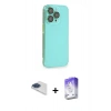 MARSİLYAN™- iPhone 13 Pro Max Kılıf Siluet Minimal Özel Seri - Siyah Bilvis 5in1 3D Magic Cam Ekran Koruyucu + Lacivert Pers Alüminyum Kamera Lens