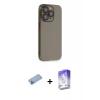 MARSİLYAN™- iPhone 13 Pro Max Kılıf Siluet Minimal Özel Seri - Siyah Bilvis 5in1 3D Magic Cam Ekran Koruyucu + Shine Kamera Lens Koruma Cam - MI