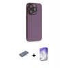 MARSİLYAN™- iPhone 13 Pro Max Kılıf Siluet Minimal Özel Seri - Siyah Bilvis 5in1 3D Magic Cam Ekran Koruyucu + Renkli Kamera Lens Koruma Cam - MI