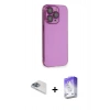 MARSİLYAN™- iPhone 13 Pro Max Kılıf Siluet Minimal Özel Seri - Siyah Bilvis 5in1 3D Magic Cam Ekran Koruyucu + Pers Alüminyum Kamera Lens - SABE