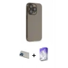 MARSİLYAN™- iPhone 13 Pro Max Kılıf Siluet Minimal Özel Seri - Siyah Bilvis 5in1 3D Magic Cam Ekran Koruyucu + Rainbow Kamera Lens Koruma Cam - MI