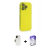 MARSİLYAN™- iPhone 13 Pro Max Kılıf Siluet Minimal Özel Seri - Siyah Bilvis 5in1 3D Magic Cam Ekran Koruyucu + Shine Kamera Lens - GD