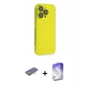 MARSİLYAN™- iPhone 13 Pro Max Kılıf Siluet Minimal Özel Seri - Siyah Bilvis 5in1 3D Magic Cam Ekran Koruyucu + Renkli Kamera Lens Koruma Cam - TU