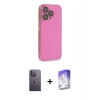 MARSİLYAN™- iPhone 13 Pro Max Kılıf Siluet Minimal Özel Seri - Siyah Bilvis 5in1 3D Magic Cam Ekran Koruyucu + Beyaz Neon Fosforlu Kamera Lens