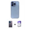 MARSİLYAN™- iPhone 13 Pro Max Kılıf Siluet Minimal Özel Seri - Siyah Bilvis 5in1 3D Magic Cam Ekran Koruyucu + Neon Fosforlu Kamera Lens - MI