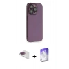 MARSİLYAN™- iPhone 13 Pro Max Kılıf Siluet Minimal Özel Seri - Siyah Bilvis 5in1 3D Magic Cam Ekran Koruyucu + Pers Alüminyum Kamera Lens - GI