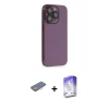 MARSİLYAN™- iPhone 13 Pro Max Kılıf Siluet Minimal Özel Seri - Siyah Bilvis 5in1 3D Magic Cam Ekran Koruyucu + Renkli Kamera Lens Koruma Cam - SI