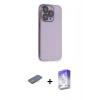 MARSİLYAN™- iPhone 13 Pro Max Kılıf Siluet Minimal Özel Seri - Siyah Bilvis 5in1 3D Magic Cam Ekran Koruyucu + Renkli Kamera Lens Koruma Cam - PE