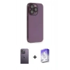 MARSİLYAN™- iPhone 13 Pro Max Kılıf Siluet Minimal Özel Seri - Siyah Bilvis 5in1 3D Magic Cam Ekran Koruyucu + Beyaz Neon Fosforlu Kamera Lens