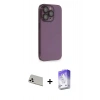 MARSİLYAN™- iPhone 13 Pro Max Kılıf Siluet Minimal Özel Seri - Siyah Bilvis 5in1 3D Magic Cam Ekran Koruyucu + Rainbow Kamera Lens Koruma Cam - BZ