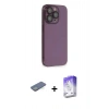 MARSİLYAN™- iPhone 13 Pro Max Kılıf Siluet Minimal Özel Seri - Siyah Bilvis 5in1 3D Magic Cam Ekran Koruyucu + Yeşil Renkli Kamera Lens Koruma Cam