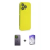 MARSİLYAN™- iPhone 13 Pro Max Kılıf Siluet Minimal Özel Seri - Siyah Bilvis 5in1 3D Magic Cam Ekran Koruyucu + Neon Fosforlu Kamera Lens - YL