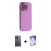 MARSİLYAN™- iPhone 13 Pro Max Kılıf Siluet Minimal Özel Seri - Siyah Bilvis 5in1 3D Magic Cam Ekran Koruyucu + Beyaz Neon Fosforlu Kamera Lens