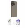 MARSİLYAN™- iPhone 13 Pro Max Kılıf Siluet Minimal Özel Seri - Siyah Bilvis 5in1 3D Magic Cam Ekran Koruyucu + Shine Kamera Lens - GD