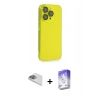 MARSİLYAN™- iPhone 13 Pro Max Kılıf Siluet Minimal Özel Seri - Siyah Bilvis 5in1 3D Magic Cam Ekran Koruyucu + Pers Alüminyum Kamera Lens - SABE