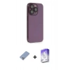 MARSİLYAN™- iPhone 13 Pro Max Kılıf Siluet Minimal Özel Seri - Siyah Bilvis 5in1 3D Magic Cam Ekran Koruyucu + Koyu Yeşil Metal Kamera Lens Koruma Cam
