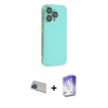 MARSİLYAN™- iPhone 13 Pro Max Kılıf Siluet Minimal Özel Seri - Siyah Bilvis 5in1 3D Magic Cam Ekran Koruyucu + Rainbow Kamera Lens Koruma Cam - MI