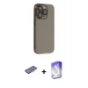 MARSİLYAN™- iPhone 13 Pro Max Kılıf Siluet Minimal Özel Seri - Siyah Bilvis 5in1 3D Magic Cam Ekran Koruyucu + Renkli Kamera Lens Koruma Cam - PE