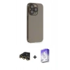 MARSİLYAN™- iPhone 13 Pro Max Kılıf Siluet Minimal Özel Seri - Siyah Bilvis 5in1 3D Magic Cam Ekran Koruyucu + Raze Metal Kamera Lens - GD