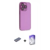 MARSİLYAN™- iPhone 13 Pro Max Kılıf Siluet Minimal Özel Seri - Siyah Bilvis 5in1 3D Magic Cam Ekran Koruyucu + Renkli Kamera Lens Koruma Cam - PE