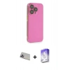 MARSİLYAN™- iPhone 13 Pro Max Kılıf Siluet Minimal Özel Seri - Siyah Bilvis 5in1 3D Magic Cam Ekran Koruyucu + Mor Rainbow Kamera Lens Koruma Cam