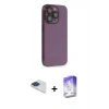MARSİLYAN™- iPhone 13 Pro Max Kılıf Siluet Minimal Özel Seri - Siyah Bilvis 5in1 3D Magic Cam Ekran Koruyucu + Lacivert Pers Alüminyum Kamera Lens